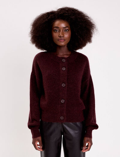 Gilet boutonn&eacute; rouge fonc&eacute; femme