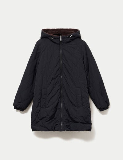 Parka r&eacute;versible effet polaire noir femme
