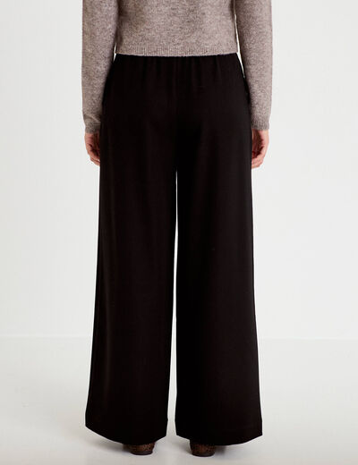 Pantalon large taille haute noir femme