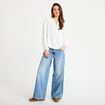 Blouse ajour&eacute;e col v manches longues ecru femme