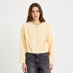 Veste cropped bas resserr&eacute; jaune clair femme