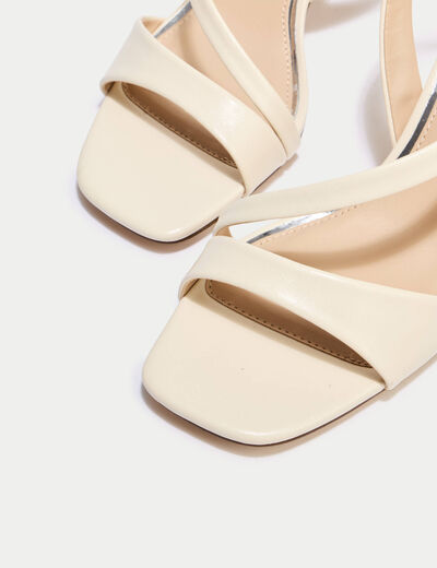 Sandales &agrave; talon ecru femme