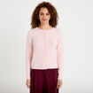 Gilet col rond manches longues rose clair femme