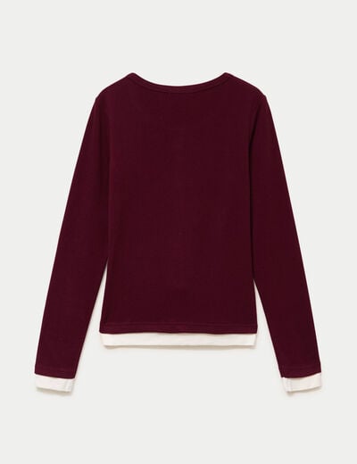 Doudou col rond manches longues bordeaux femme