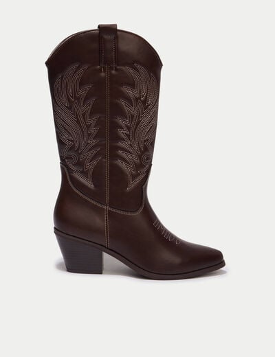 Bottes esprit western marron femme
