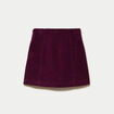 Jupe trap&egrave;ze en velours prune femme