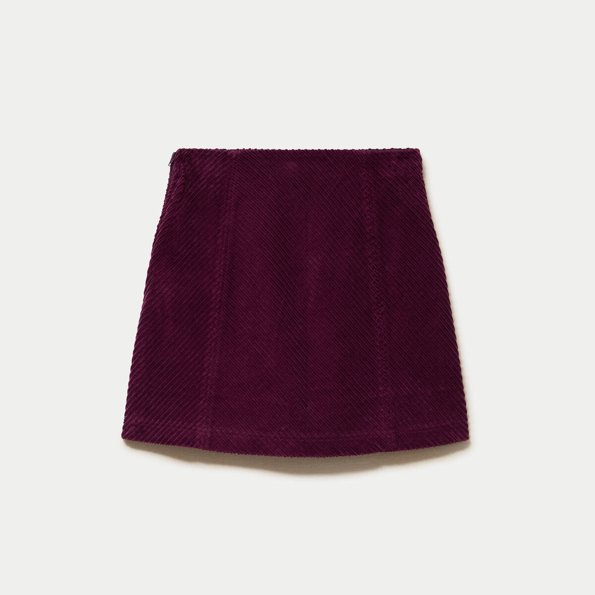 Jupe trap&egrave;ze en velours prune femme