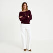 Pull oversize col bateau manches longues prune femme