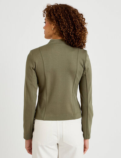 Veste ajust&eacute;e manches longues vert kaki femme