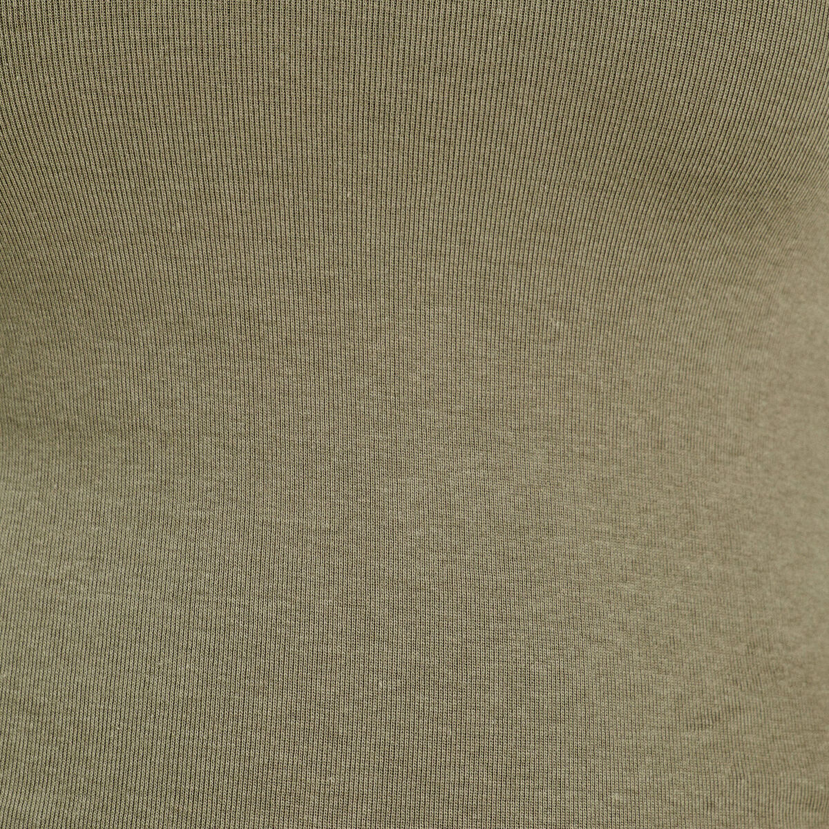 T-shirt cintr&eacute; col rond manches longues vert kaki femme