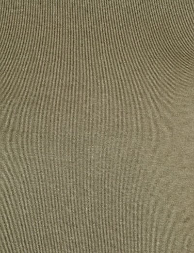 T-shirt cintr&eacute; col rond manches longues vert kaki femme