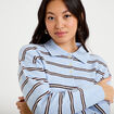 Polo manches longues col chemise bleu ciel femme