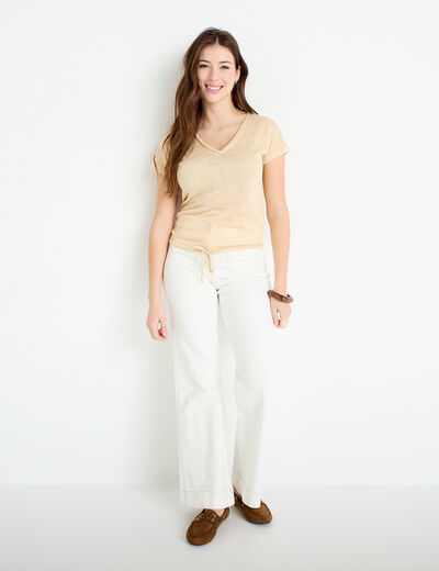 T-shirt d&eacute;tail noeud sable femme