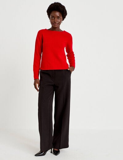 Pantalon bootcut &agrave; strass noir femme