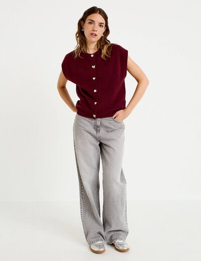 Gilet ample sans manches bordeaux femme