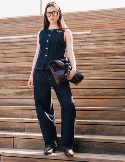 Jean coupe large denim brut femme