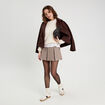 Jupe &eacute;vas&eacute;e pliss&eacute;e beige femme