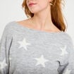 Pull col bateau manches longues gris clair femme