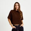 Pull manches courtes marron fonc&eacute; femme