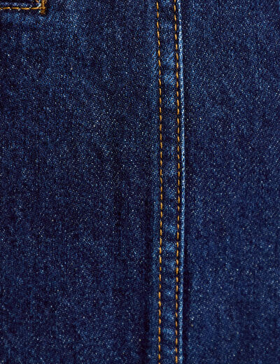 Jupe trap&egrave;ze courte en jean avec poches denim brut femme