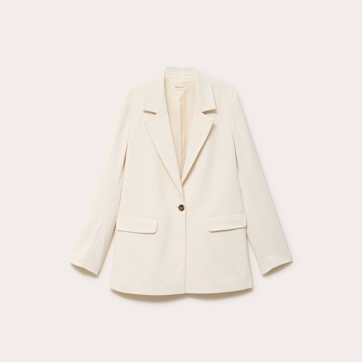 Veste cintr&eacute;e manches longues ecru femme
