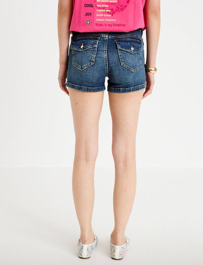 Short slim cigarette en jean stretch denim dirty femme