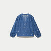 Blouse ample manches longues en jean blanc femme