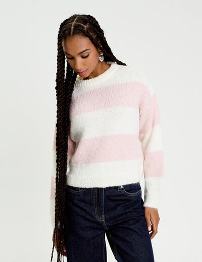 Pull manches longues ecru femme
