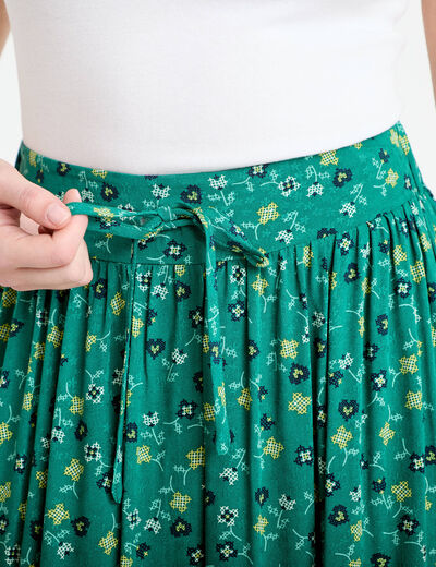 Jupe longue &eacute;vas&eacute;e vert femme