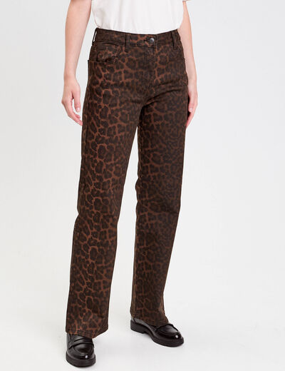 Pantalon droit marron femme