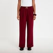Pantalon large ceinture bijou bordeaux femme