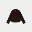 Veste ample manches longues en velours marron fonc&eacute; femme