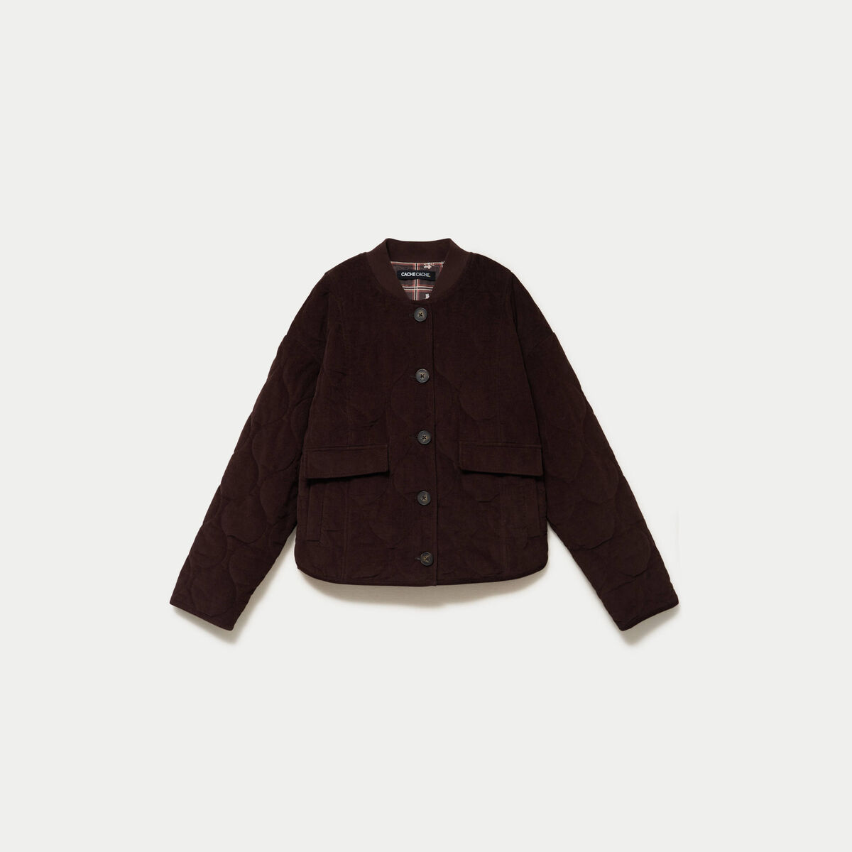 Veste ample manches longues en velours marron fonc&eacute; femme