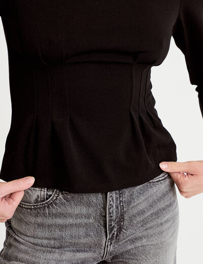 Top droit manches longues noir femme