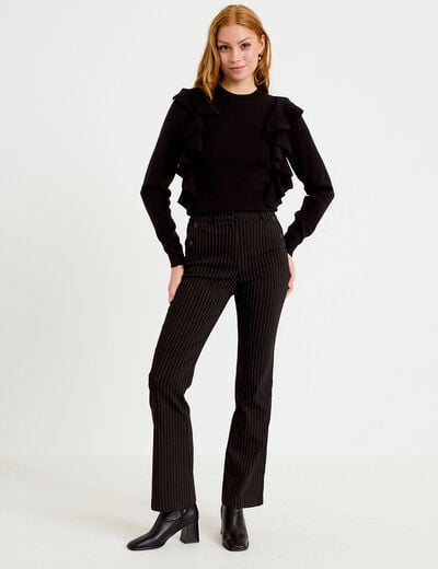Pantalon bootcut taille haute noir femme