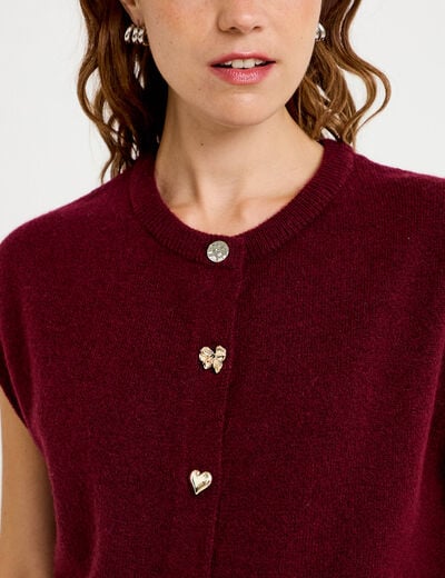 Gilet ample sans manches bordeaux femme