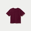 T-shirt col v manches courtes bordeaux femme