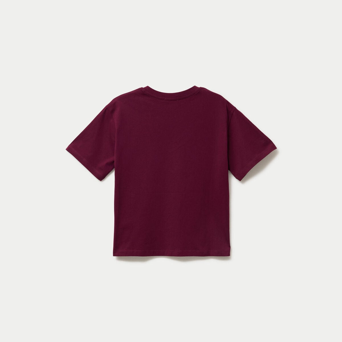 T-shirt col v manches courtes bordeaux femme