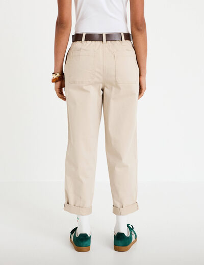 Pantalon chino avec ceinture amovible beige femme