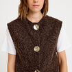 Gilet sans manches effet polaire marron fonc&eacute; femme