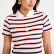 T-shirt c&ocirc;tel&eacute; col polo rouge femme