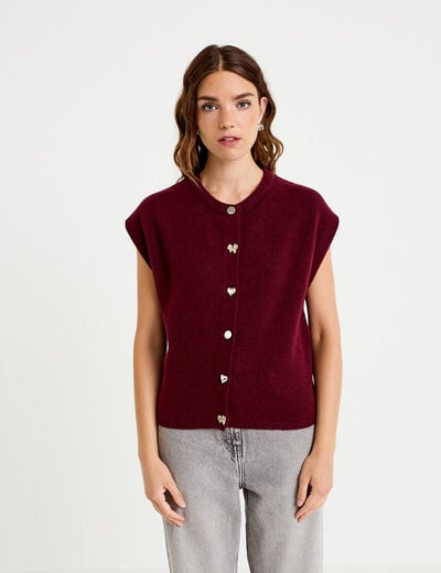 Gilet ample sans manches bordeaux femme