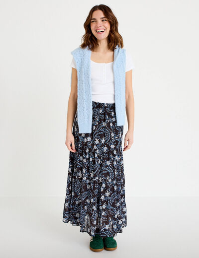Jupe longue fluide noir femme