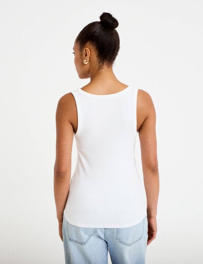 D&eacute;bardeur c&ocirc;tel&eacute; ajust&eacute; col v blanc femme