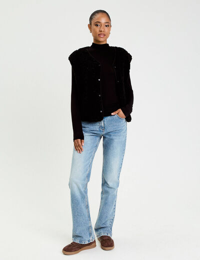 Gilet sans manches effet polaire noir femme