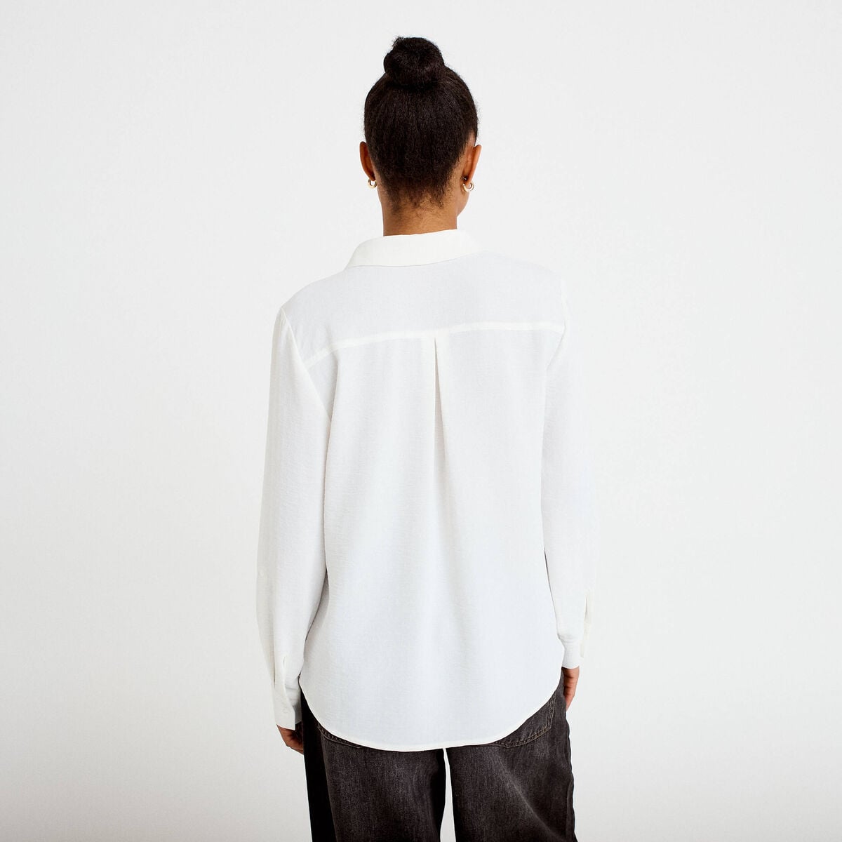 Blouse droite manches longues ecru femme