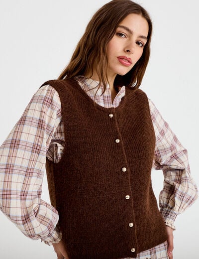 Gilet sans manches marron fonc&eacute; femme