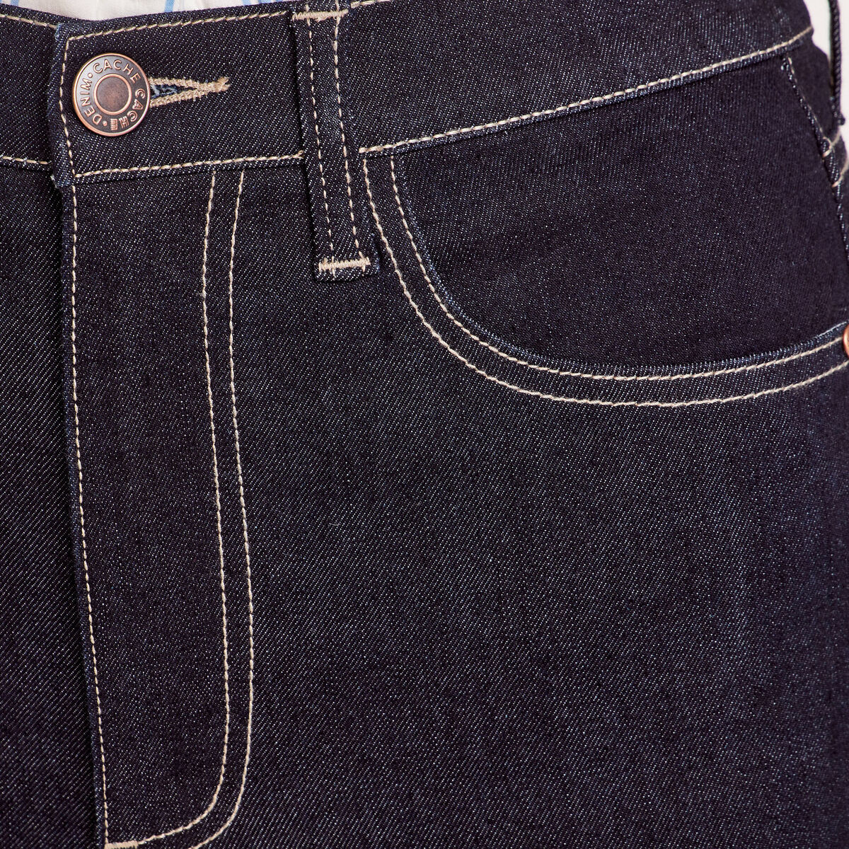 Jeans skinny taille &eacute;lastiqu&eacute;e denim brut femme