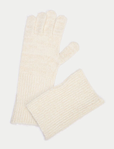 Gants 2-en-1 ivoire femme