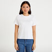 T-shirt col rond manches courtes blanc femme